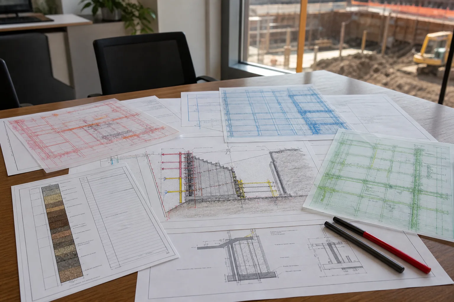 Construction drawings and engineering overlays for consultant role coordination
