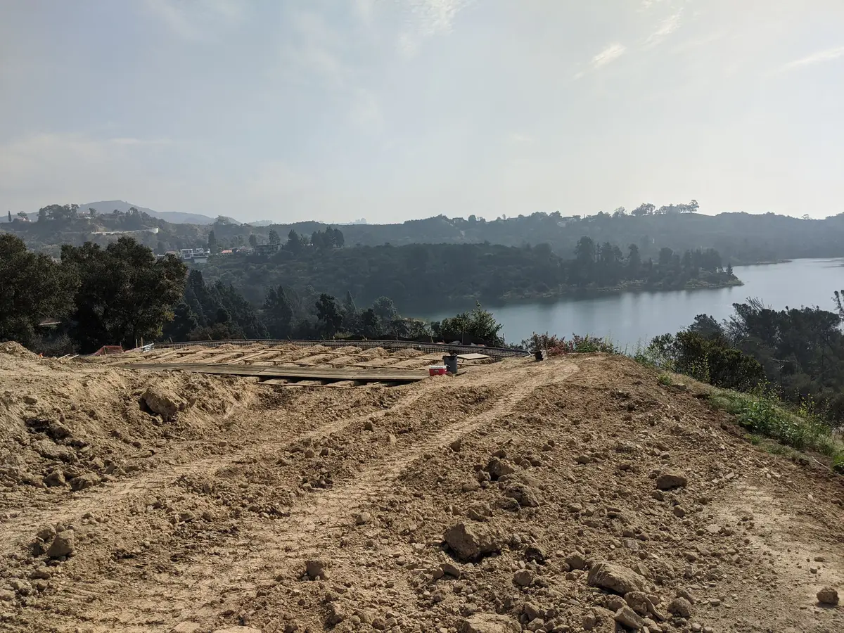 Graded hillside overlooking Hollywood Reservoir